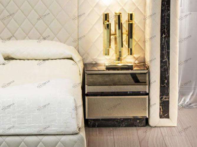 Formitalia Прикроватная тумбочка из зеркального стекла с ящиками Royal sun-id-1362024