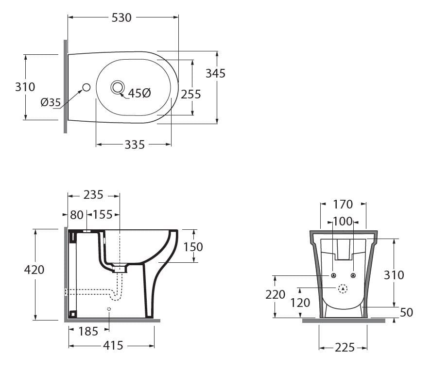 Напольное керамическое биде Azzurra Ceramica PRATICA ARCH-00003790
