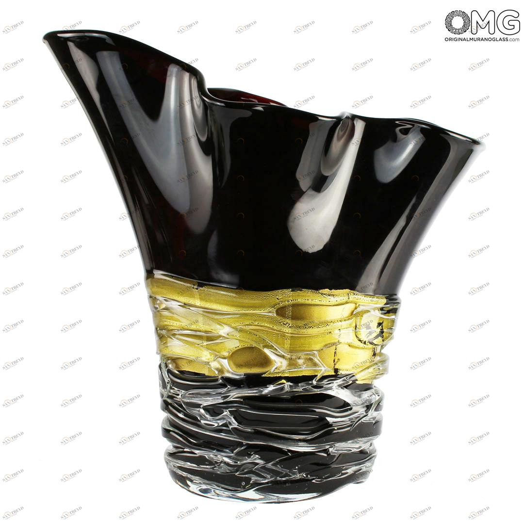 4580 ORIGINALMURANOGLASS Ваза Чёрная Роза - муранское стекло OMG 36 см 