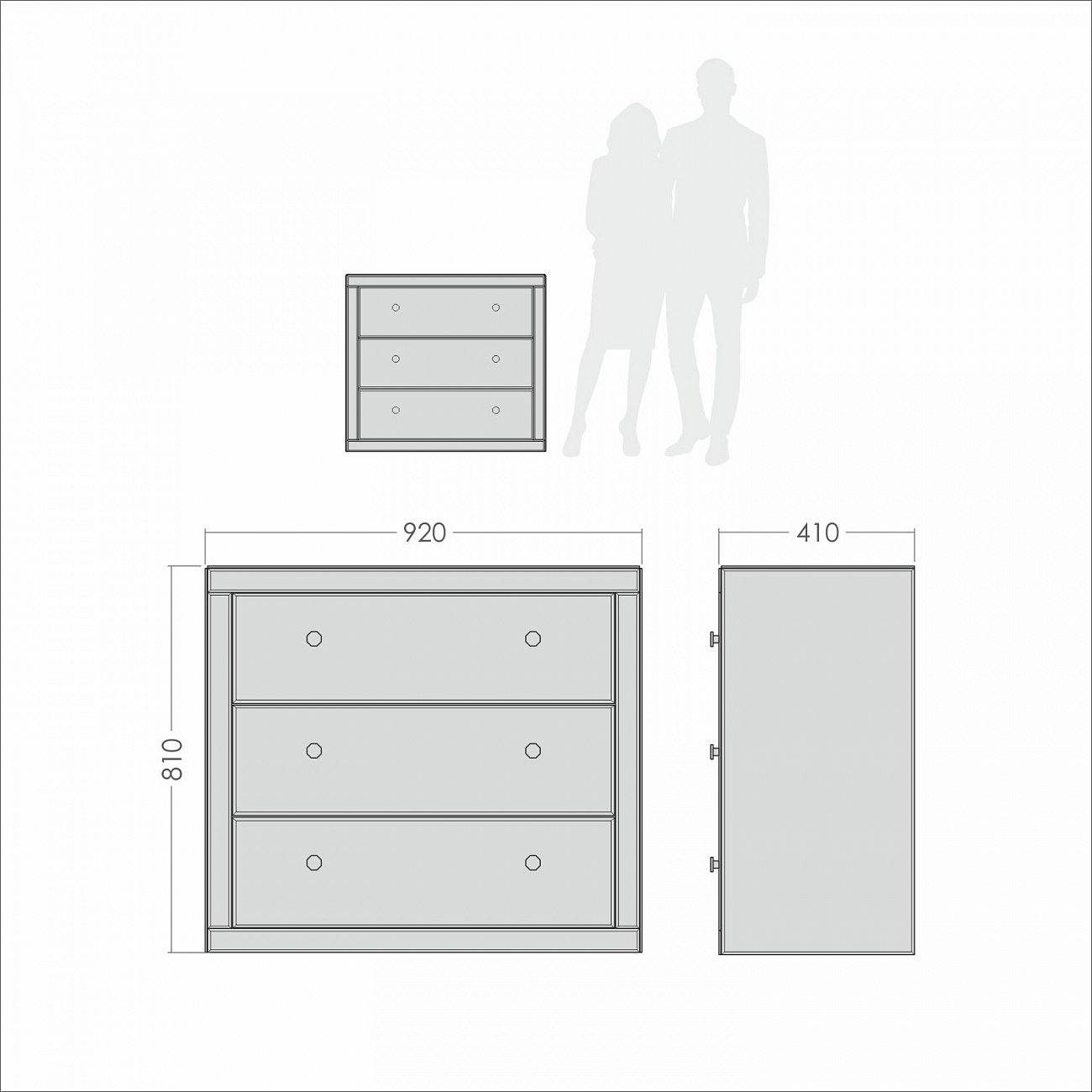 Комод зеркальный с 3 ящиками "Дэйли" GRAUM  304013 Зеркальный  - Вид №1