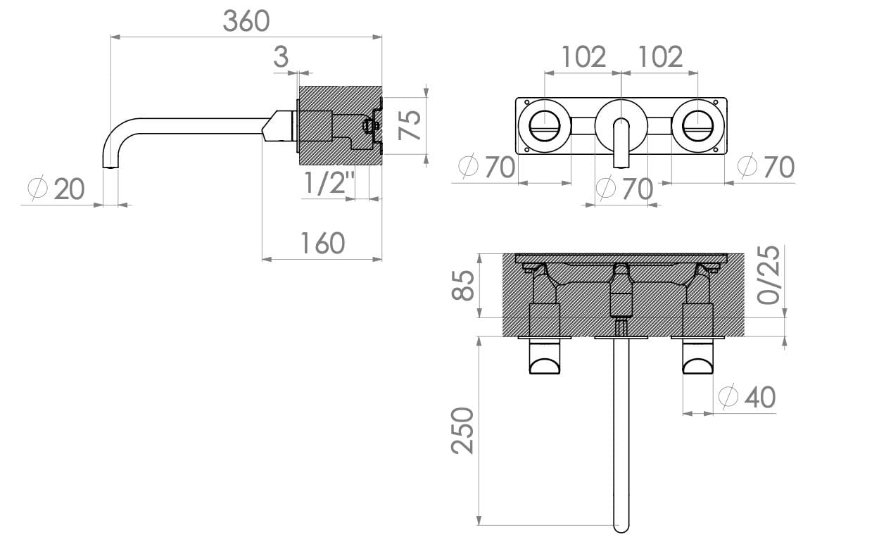 Смеситель для раковины из нержавеющей стали Radomonte Dun ARCH-00048873 - Вид №2