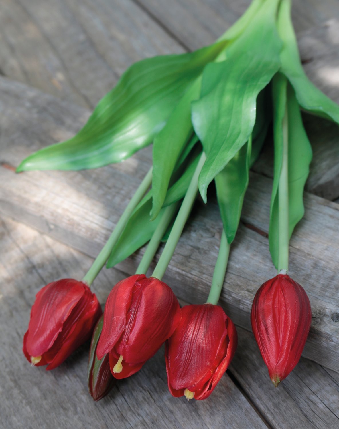 2952 444 a3 Искусственный букет тюльпанов, 5-цветков, 37 см, красный H-andreas  - Вид №4