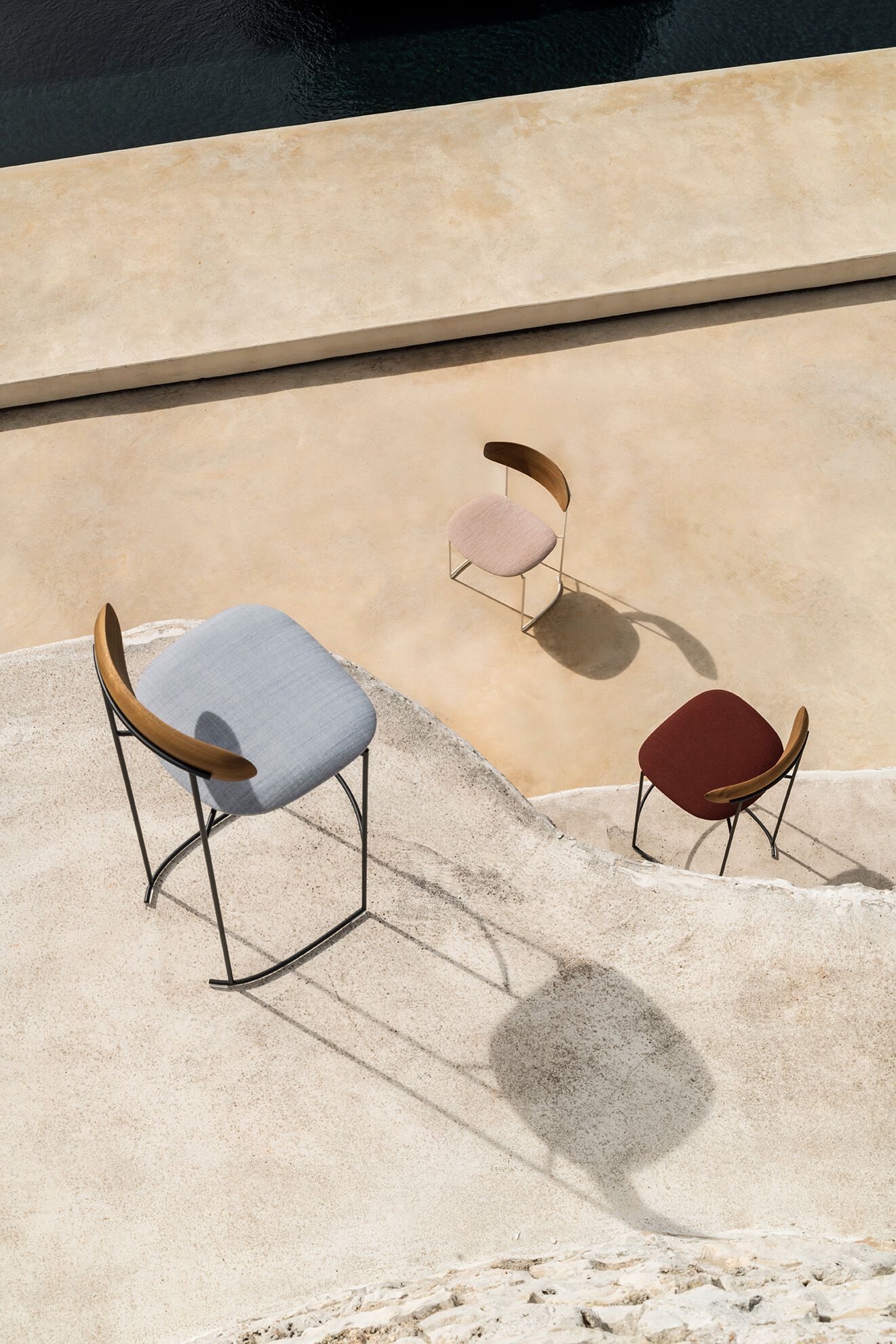 Садовая ткань и металлический высокий стул со спинкой Potocco Keel ARCH-00128279 - Вид №2