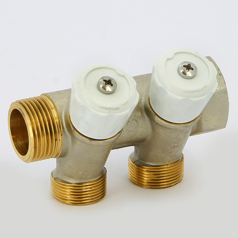 Коллектор НВ 3/4" с вентилями никелированный EMMETI 2 выхода М24х19 36мм 01307260 - Вид №2