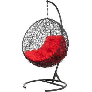Подвесное кресло из ротанга черное с красной подушкой Kokos Black BIGARDEN  00-3974101 Черный