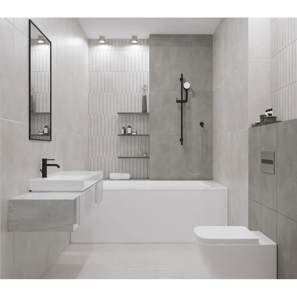 Плитка настенная Azori Cemento Shadow 31.5x63 см 1.59 м² матовая цвет темно-серый STLM-2039029 - Вид №1