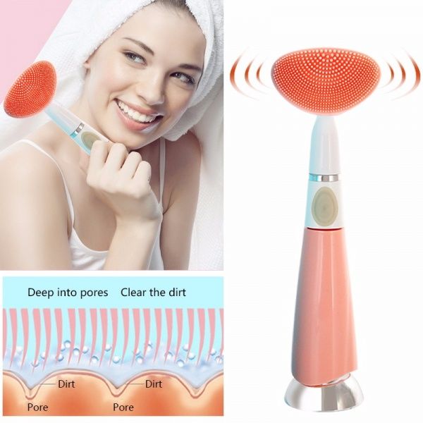 37405 Очищающая силиконовая щетка для лица с вибромассажем Washing Beauty Star  - Вид №5