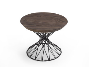 Круглый журнальный столик из массива дерева и углеродного волокна