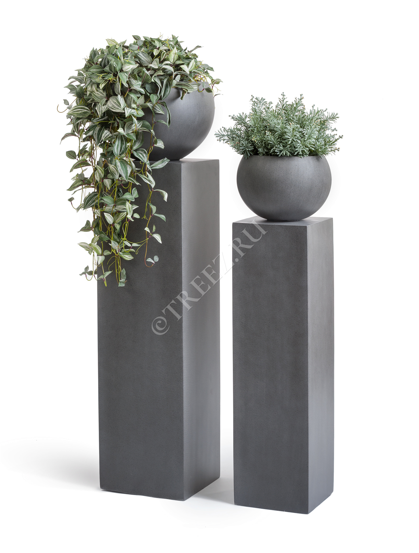 41.3317-02-007-GR-120 Кашпо  Effectory - серия Beton - Колонна - Тёмно-серый бетон Цветочная коллекция  - Вид №5