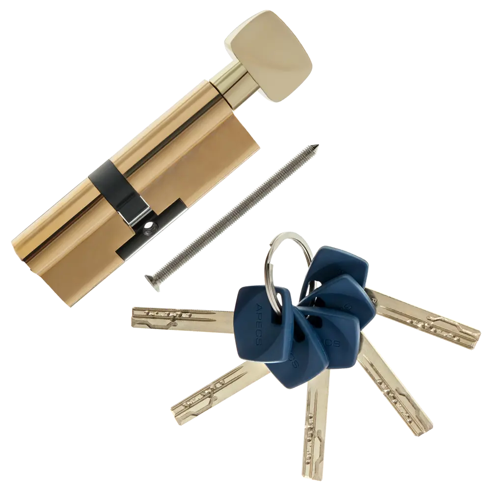 Цилиндр Apecs Premier XR-90(40/50C)-C15-G, 40x50 мм, ключ/вертушка, цвет золото ЦИЛИНДР APECSXR-90(40/50C)-C15-G КЛ-ВЕРТ STLM-2183238 - Вид №1