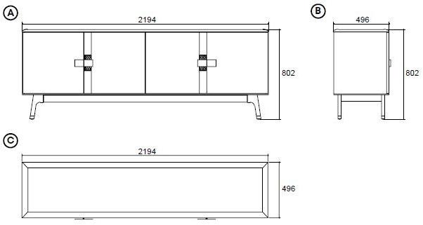 Enza Home Буфет из массива дерева с распашными дверцами Navona sun-id-1442491 - Вид №4