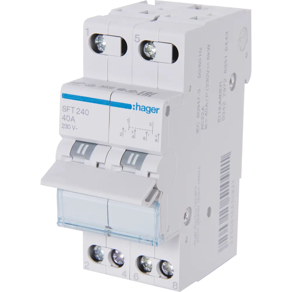 Переключатель I-0-II Hager 2Р 40 A STLM-2153924