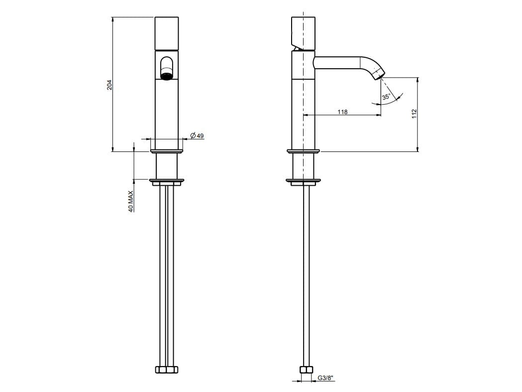 Смеситель для раковины из нержавеющей стали с ограничителем расхода Rubinetterie Frattini Pepe XLS 316 ARCH-00031588 - Вид №4