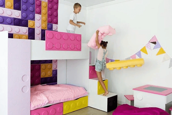 Кровать подростковая двухъярусная с 2 ящиками правая "Леголенд" МАНДАРИН ЛЕГОЛЕНД 178716 Разноцветный;белый;серый Santreyd  - Вид №6