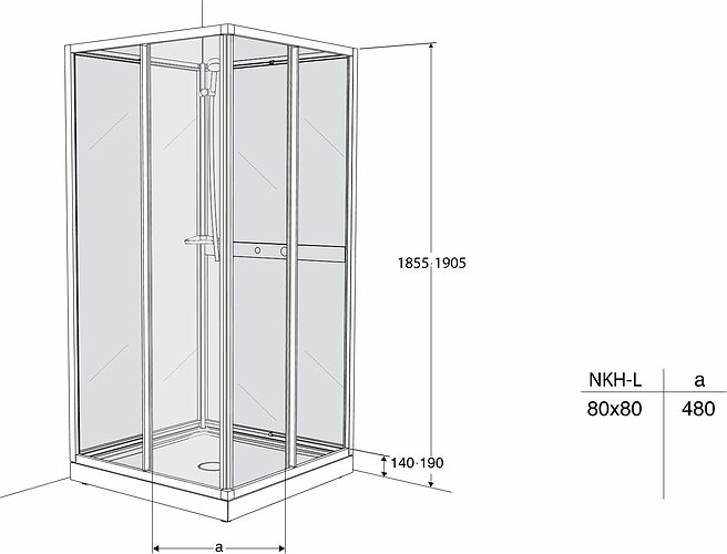 651091 Душевая кабина IFO Next NKH-L низкая, в сборе NKH-L VS 800 x 800 - Вид №2