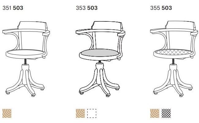 TON Вращающееся кресло из дерева со встроенной подушкой и открытой спинкой sun-id-1432011 - Вид №4