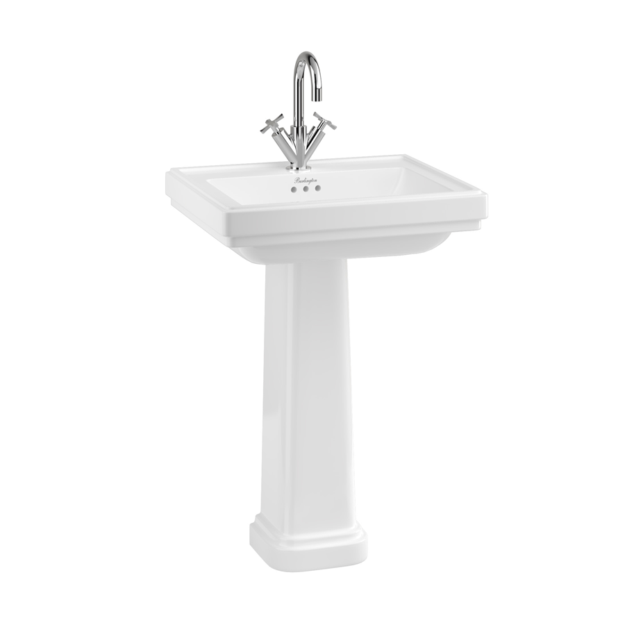Burlington Riviera Квадратная чаша Riviera 580 мм с пьедесталом Riviera Full с 3 отверстиями под смеситель RIV1 3TH - RIV6 