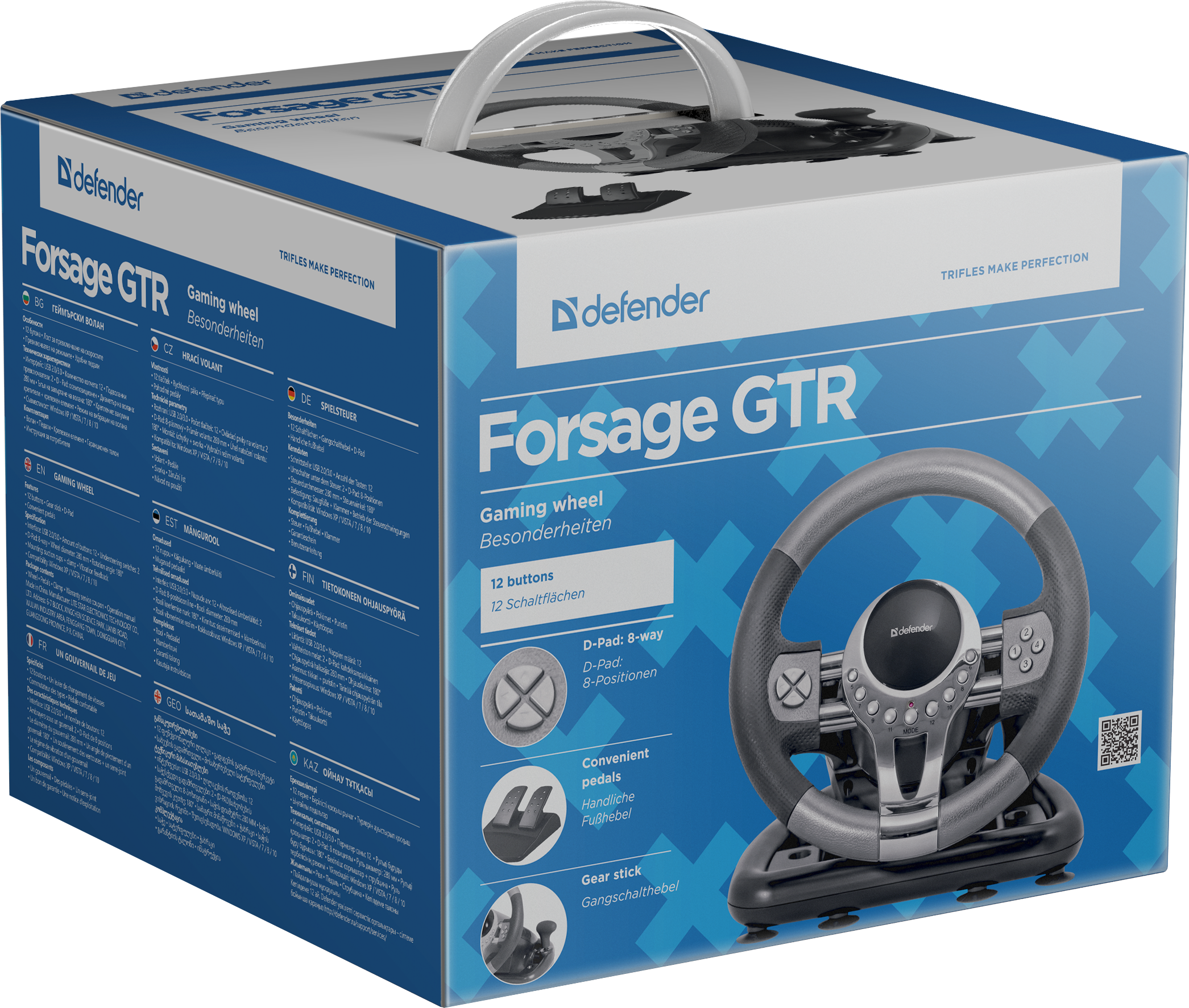 64367 игровой руль forsage gtr usb, 12 кнопок, рычаг передач Defender Santreyd  - Вид №8