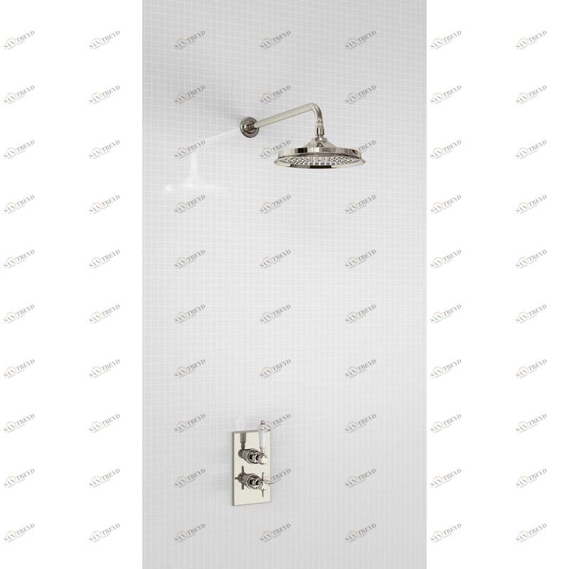 Душевая стойка с встроенным термостатом На 1 выпуск, верхняя лейка 12', НИКЕЛЬ [BARC73 NKL + ARCV60 NKL] Arcade Burlington ARC73, ARCV60 NKL