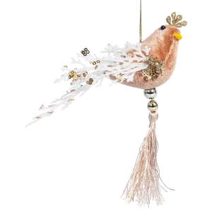 89368978 Украшение декоративное подвесное Птичка 14x13 см бежевый STLM-1472109