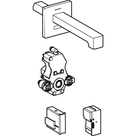 116.277.21.1 Смеситель для раковины Geberit Brenta, настенный монтаж, питание от сети, с функциональным блоком для скрытого монтажа Geberit  - Вид №1