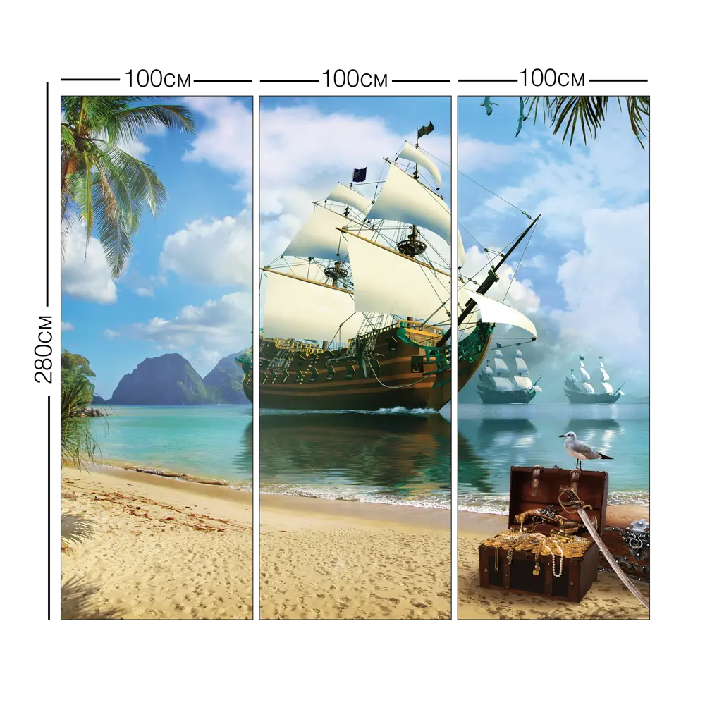 Фотообои 3D Flizart «Пиратская гавань», флизелиновые, 300x280 см FBRUSH STLM-2030247 - Вид №3