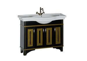 Тумба под раковину Aquanet Валенса 110 черный краколет/золото