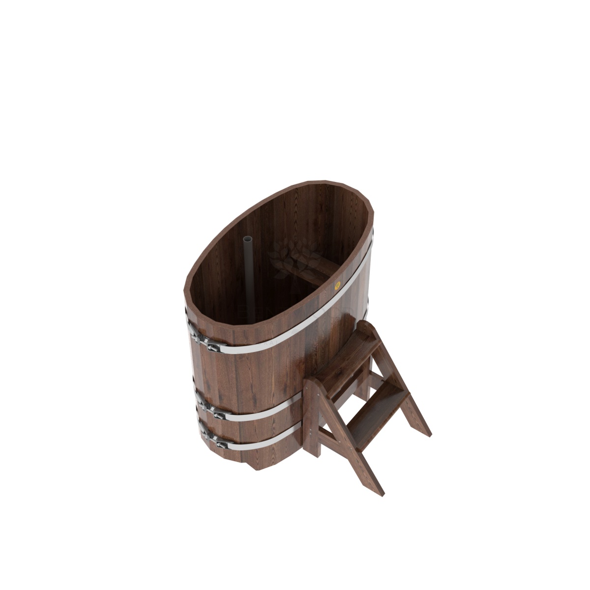 1128 Купель овальная из лиственницы 0,59х1,06х1,0 морёная премиум Alyarus  - Вид №2