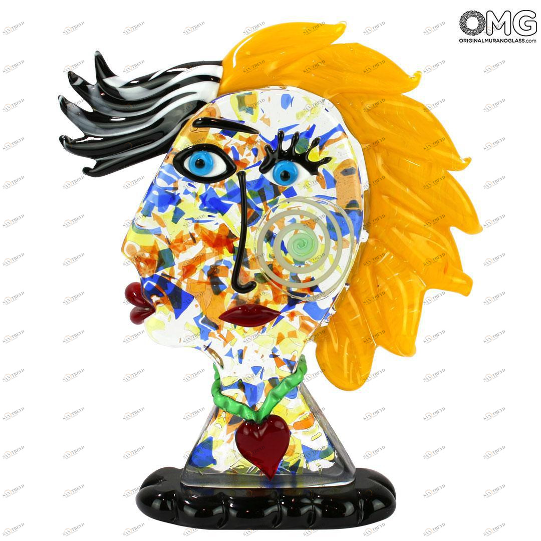 4724 ORIGINALMURANOGLASS Скульптура Голова Женщины - Pop Art - Original Murano Glass OMG 24 см PICASSO