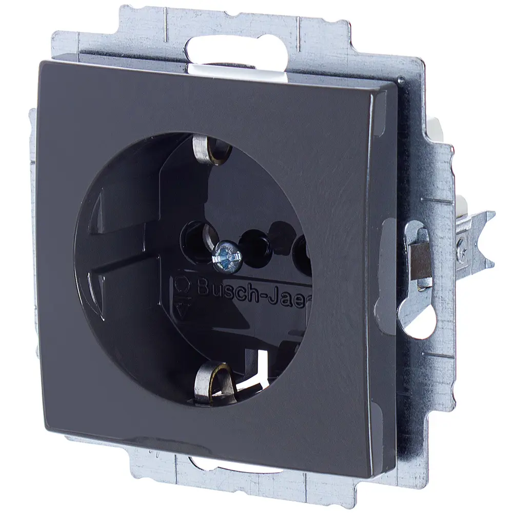 Розетка ABB BJB Basic 55 Шато с заземлением цвет чёрный STLM-2191049 - Вид №2