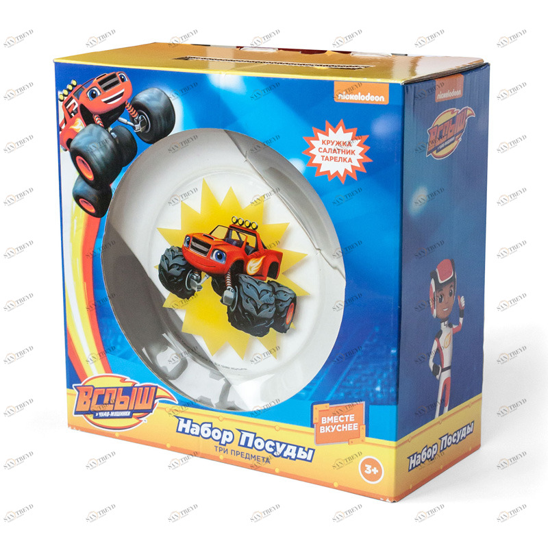 Набор стеклянной посуды в подарочной упаковке "Вспыш и чудо-машинки. Вспыш - Скорость", 3 предмета ND PLAY ВСПЫШ И ЧУДО-МАШИНКИ 335840 Голубой Santreyd 