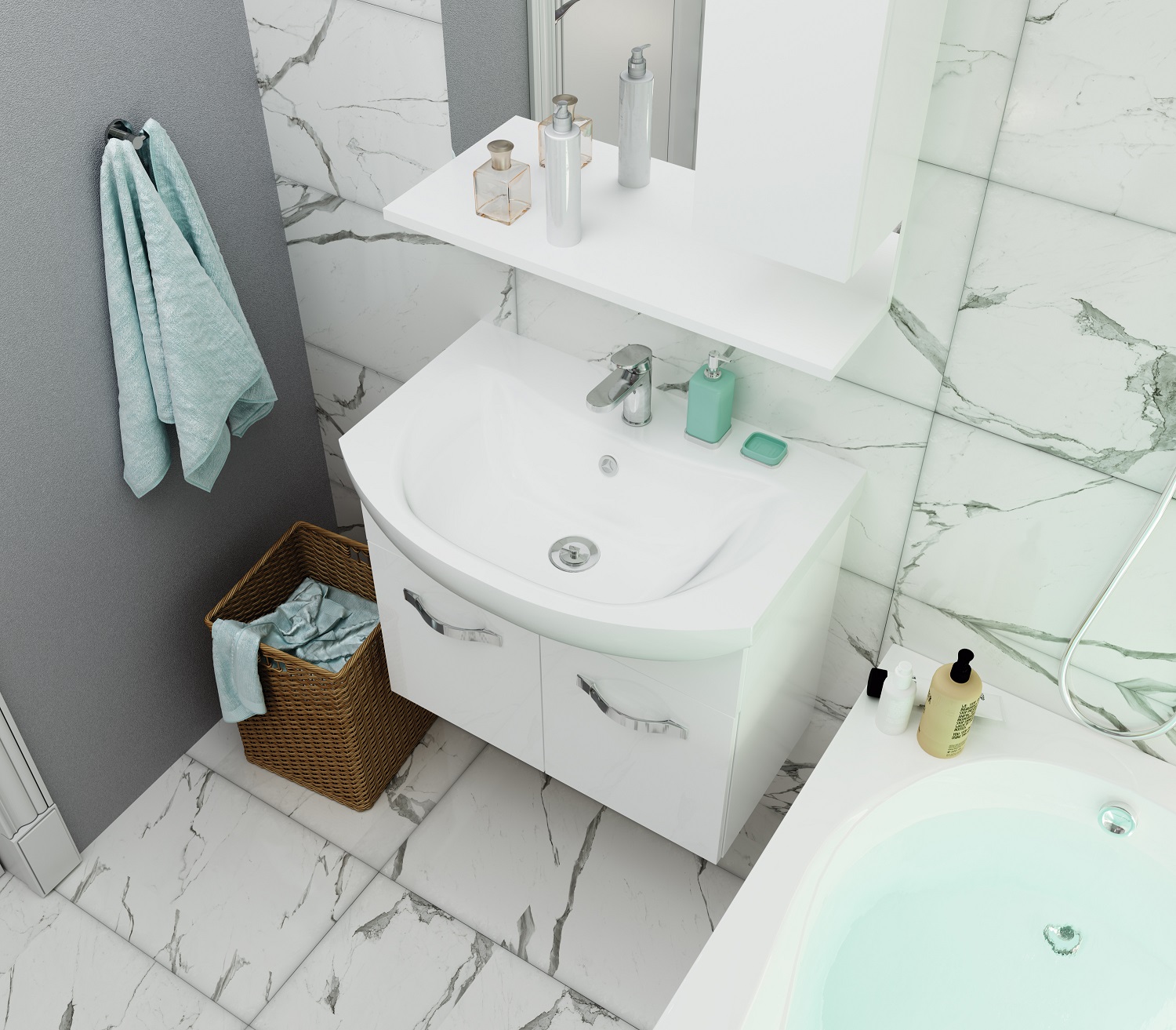 У50112 Тумба без раковины Вита 65П 2д, МДФ 1 Marka Вита - Вид №1