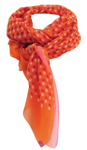 BORABORA_O Шаль BORABORA ORANGE 100/190 оранжевый, ананасы, хлопок шелк PETRUSSE Santreyd 