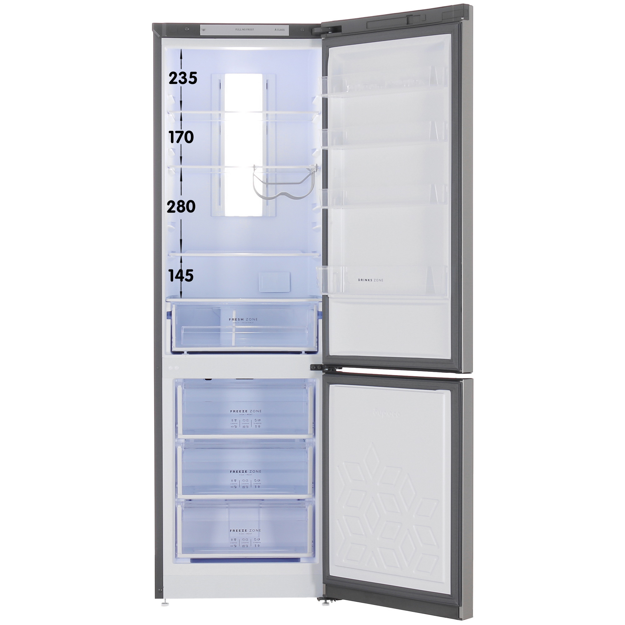 9071545 Холодильник с морозильником   Бирюса I960NF серебристый STDN-0097176 - Вид №1