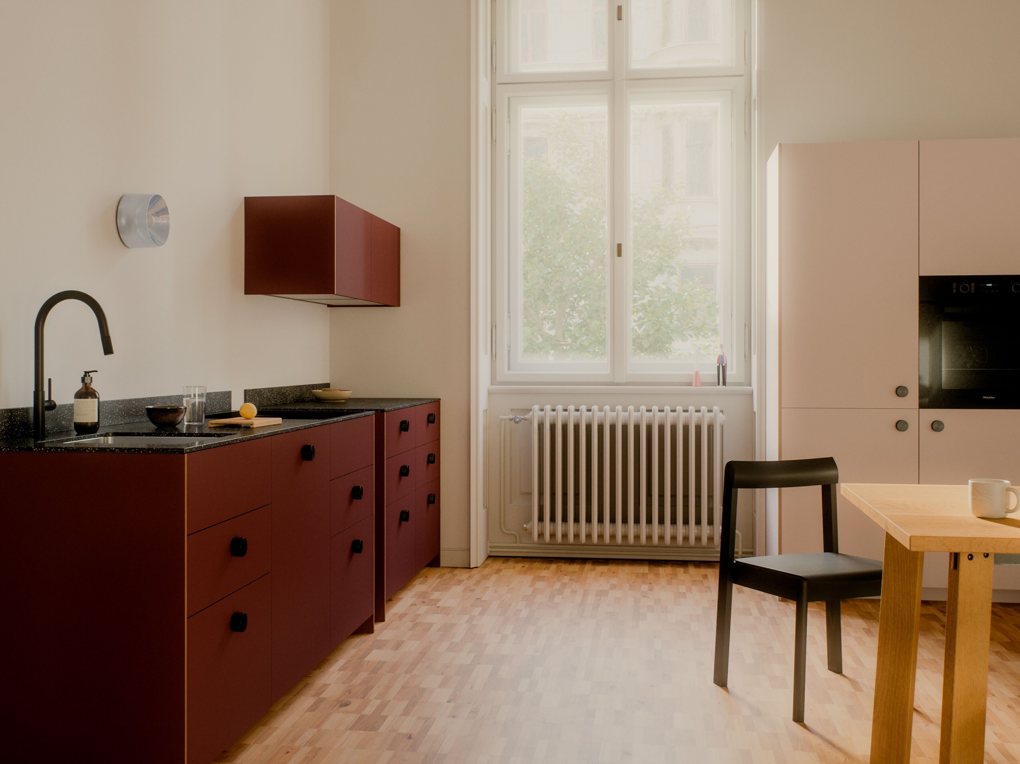 Встроенная линолеумная кухня со встроенными ручками Neuvermoebelt SMART LINE KITCHEN SYSTEMS ARCH-00150907