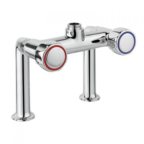 09455/DC Idral Смеситель с двумя отверстиями и кронштейнами для монтажа на палубе. С керамическими тарельчатыми головными клапанами и рукояткой, выход с наружной резьбой 3/4 дюйма 