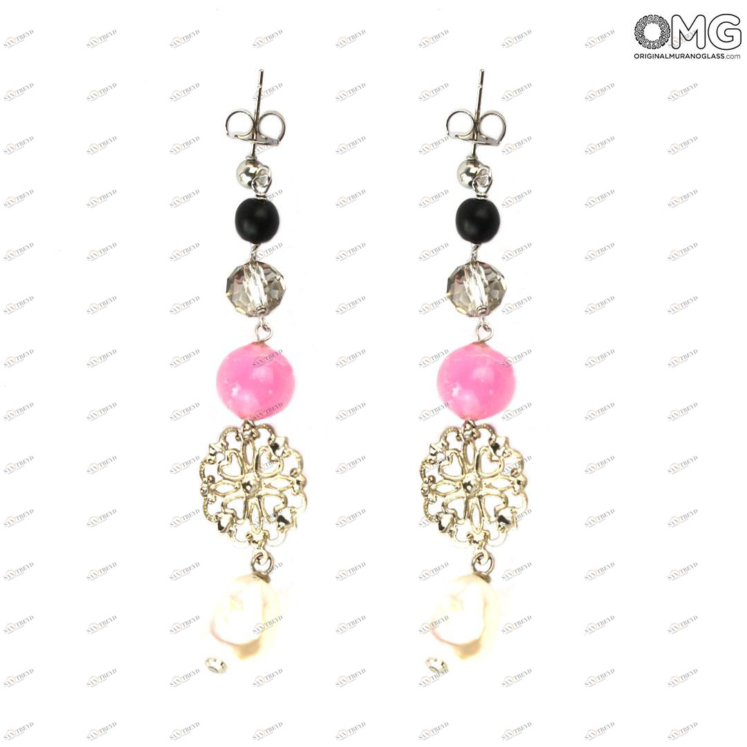 3821 ORIGINALMURANOGLASS Серьги Ирис - Коллекция Antica Murrina - муранское стекло OMG 7 см 