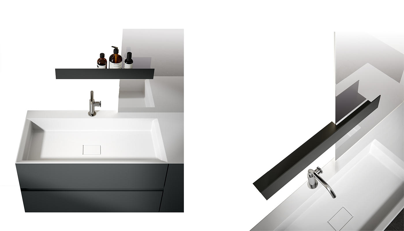 ED-ST27 Edone Chrono38 Встроенный умывальник ВСТРОЕННЫЙ БАК Интегрированная верхняя часть ванны Chrono38 или Chrono44 с отделкой Stonematt  - Вид №6