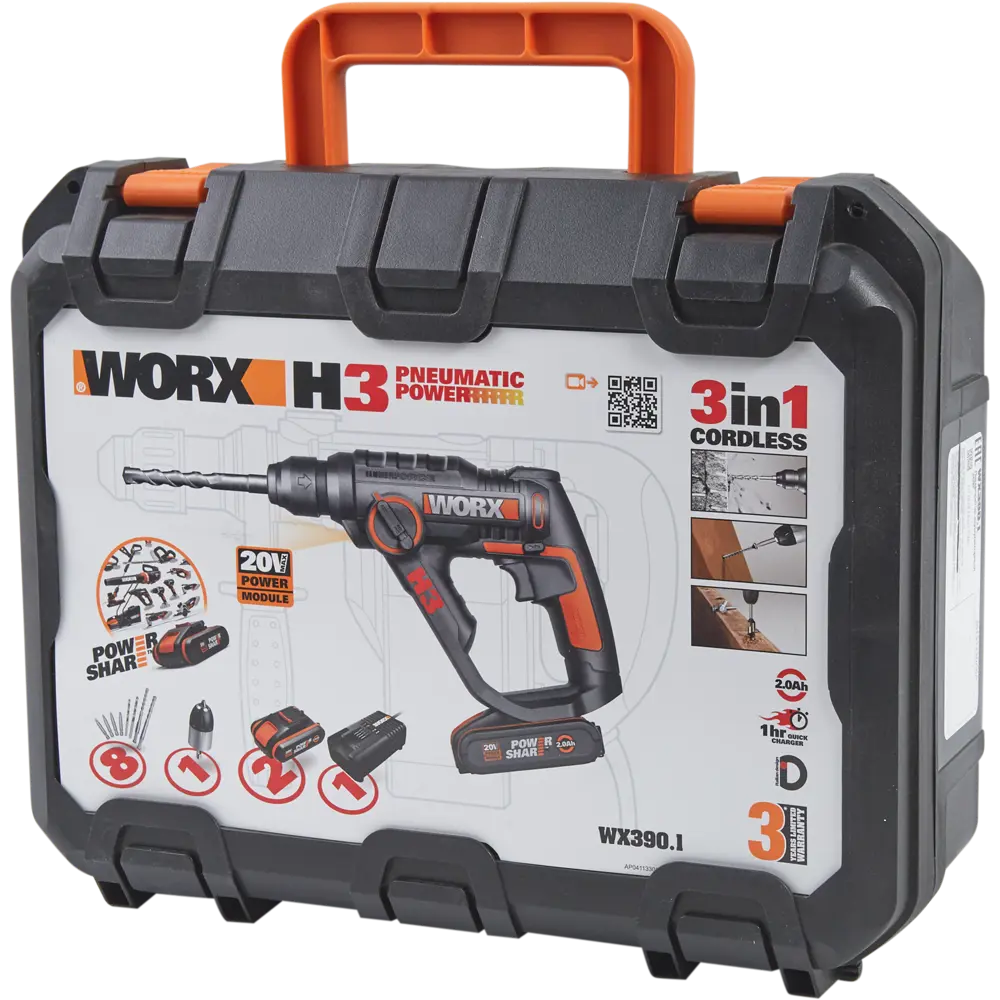 WORX WX390.1 — компактный аккумуляторный перфоратор 3-в-1 с системой PowerShare 82342465 STLM-0024931 - Вид №6