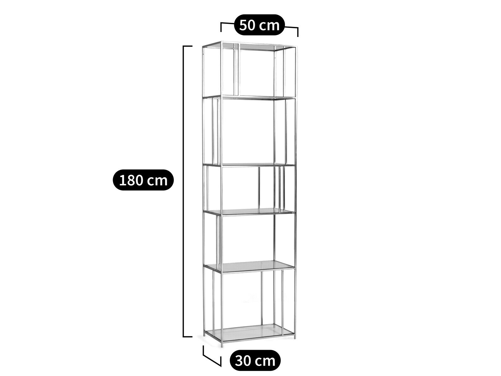 Книжный шкаф из закаленного стекла и металла AMPM PARALLEL ARCH-00002462 - Вид №1