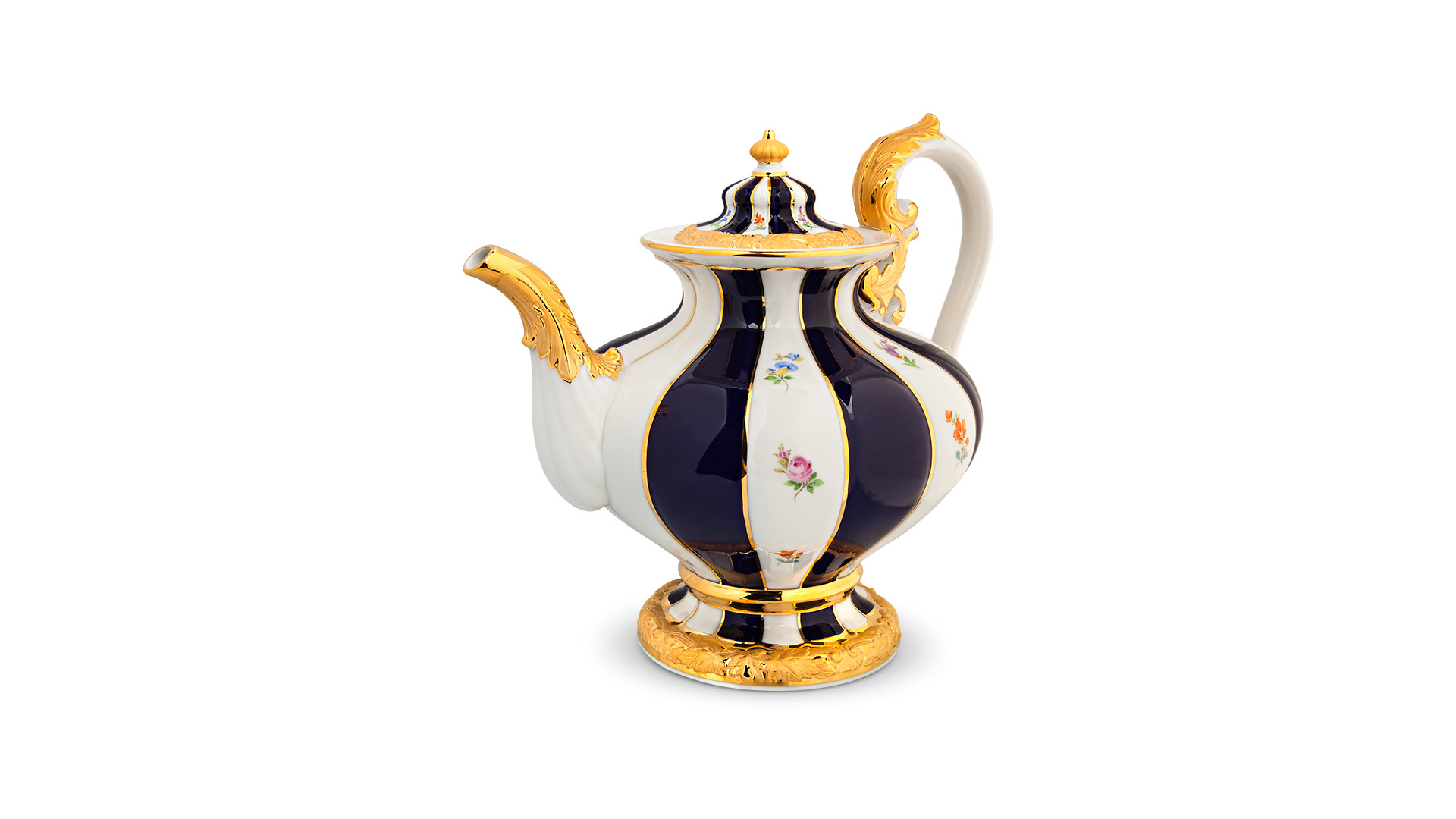 10640084 Meissen Сервиз чайный 6/15 "Форма - Икс" (россыпь цветов, кобальт) Фарфор  - Вид №6