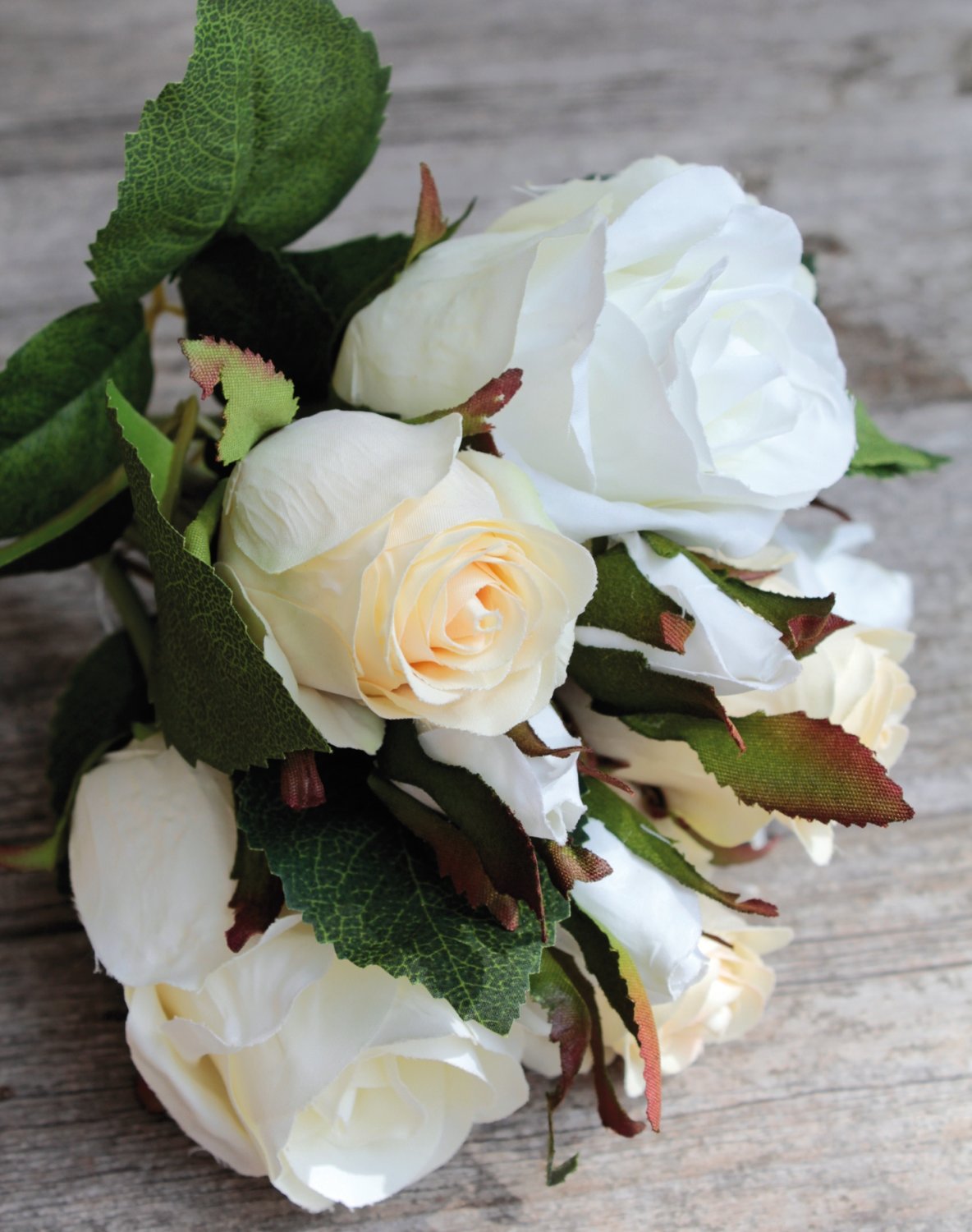 2607 778 a3 Искусственный букет роз, 7-цветков, 28 см, бежево-белый H-andreas 