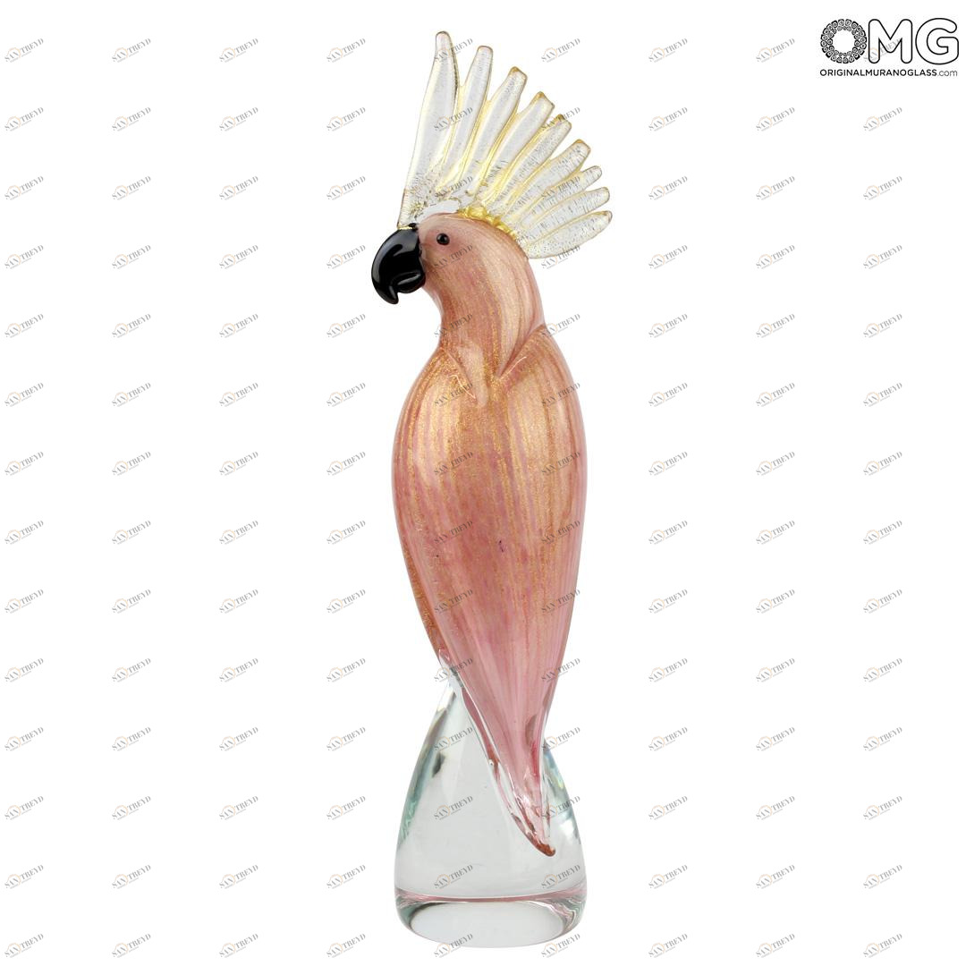 3846 ORIGINALMURANOGLASS Скульптура Розовый попугай - муранское стекло OMG 7 см 