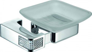 H9000/15CRС Sanibano Diamond, настенная стеклянная мыльница, цвет хром-кристаллы Swarovski crystal