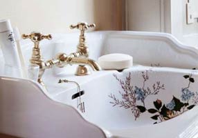 Gentry Home Таз большой белый Victorian Синий узор GH100766 - Вид №1