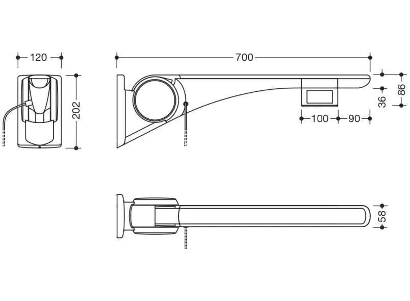 802.50.46560 Базовая складная опорная рейка HEWI Stützen  - Вид №3