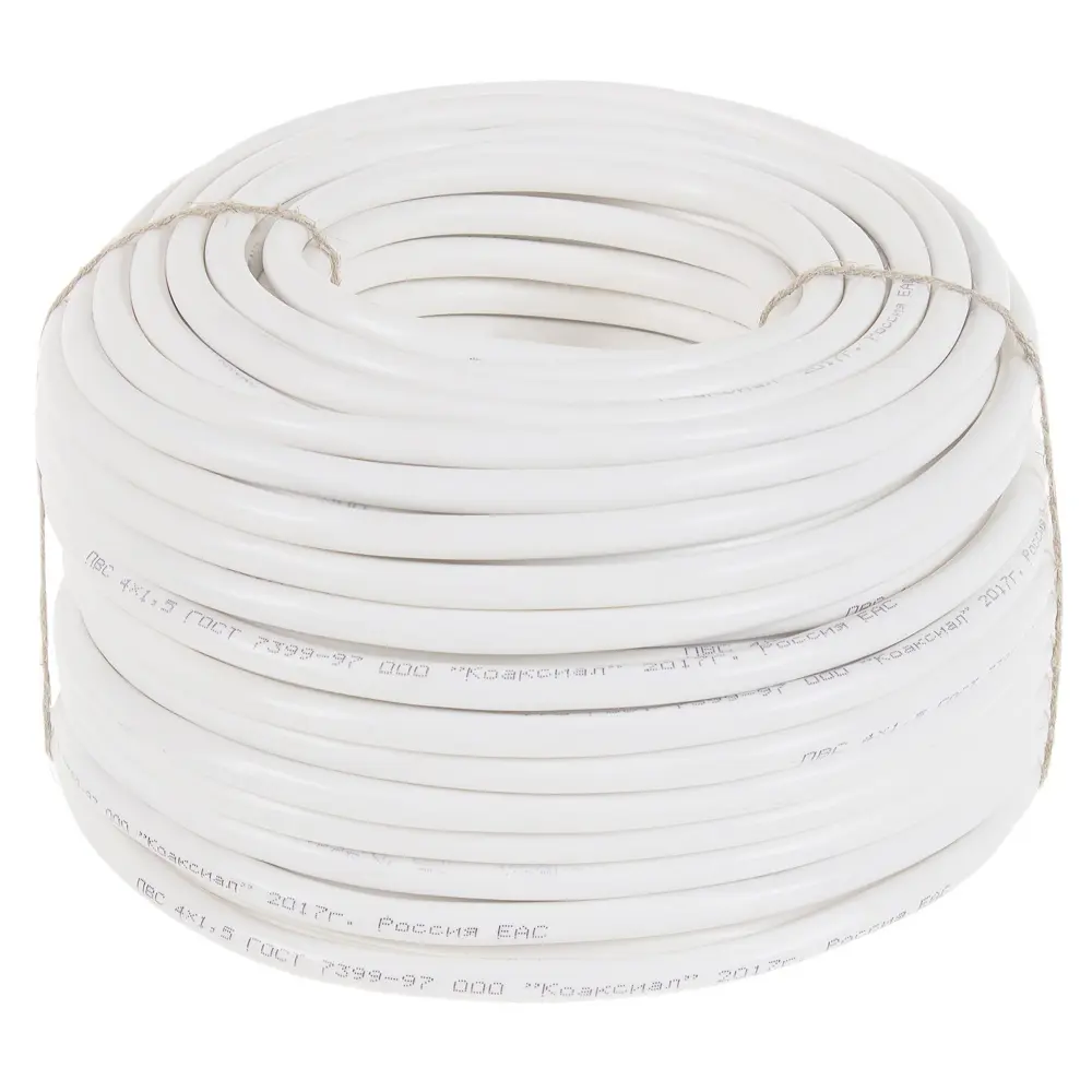 Провод Камит ПВС 4x1.5 50 м ГОСТ цвет белый STLM-2001192 - Вид №3