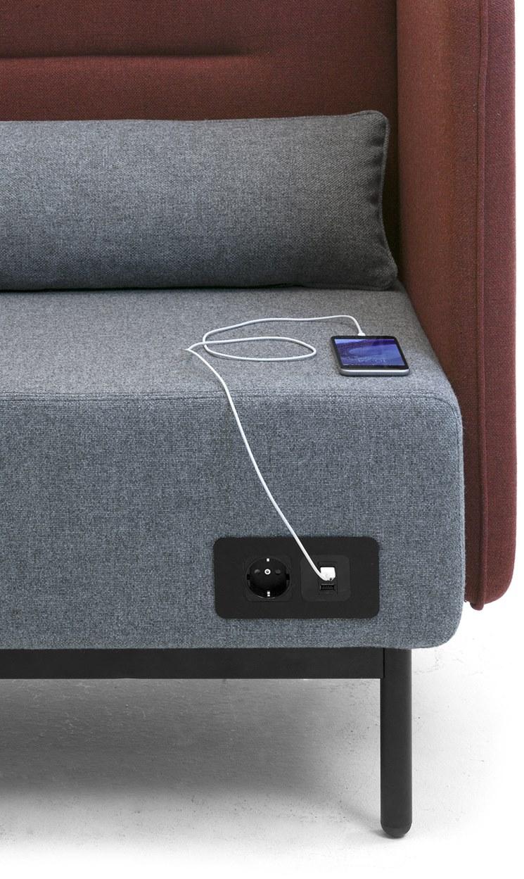 Leyform Огнестойкий 3-местный тканевый диван с разъемом USB Around 5233sb  - Вид №1