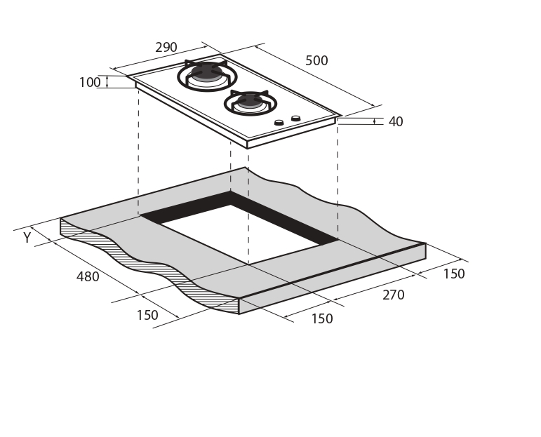9212300 Газовая варочная поверхность ZUGEL ZGH290B STDN-0077517 - Вид №28