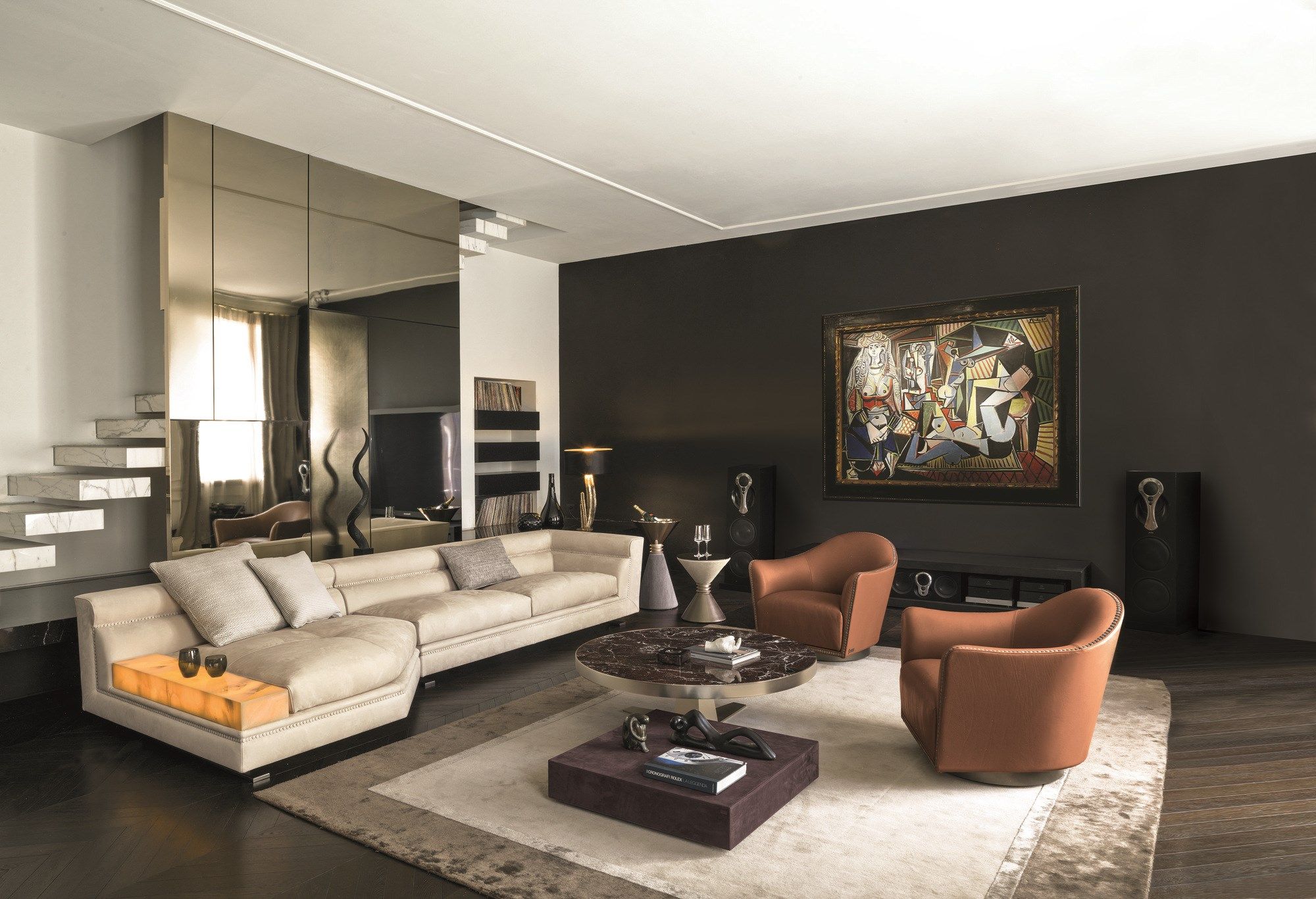 Модульный кожаный диван с журнальной стойкой Longhi Loveluxe 2017-Essence collection ARCH-00053634 - Вид №2